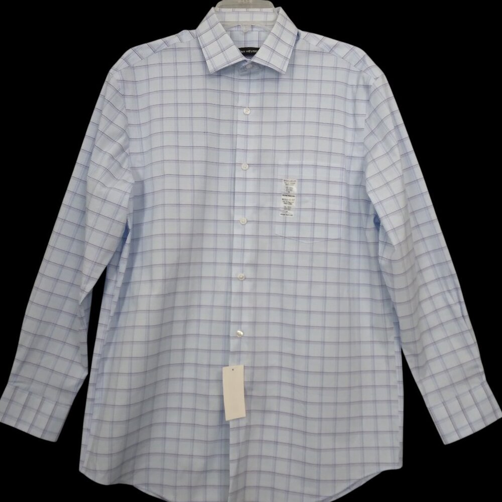 Van Heusen | Wrinkle Free Blue Lavender Plaid Long Sleeve Shirt | Size M